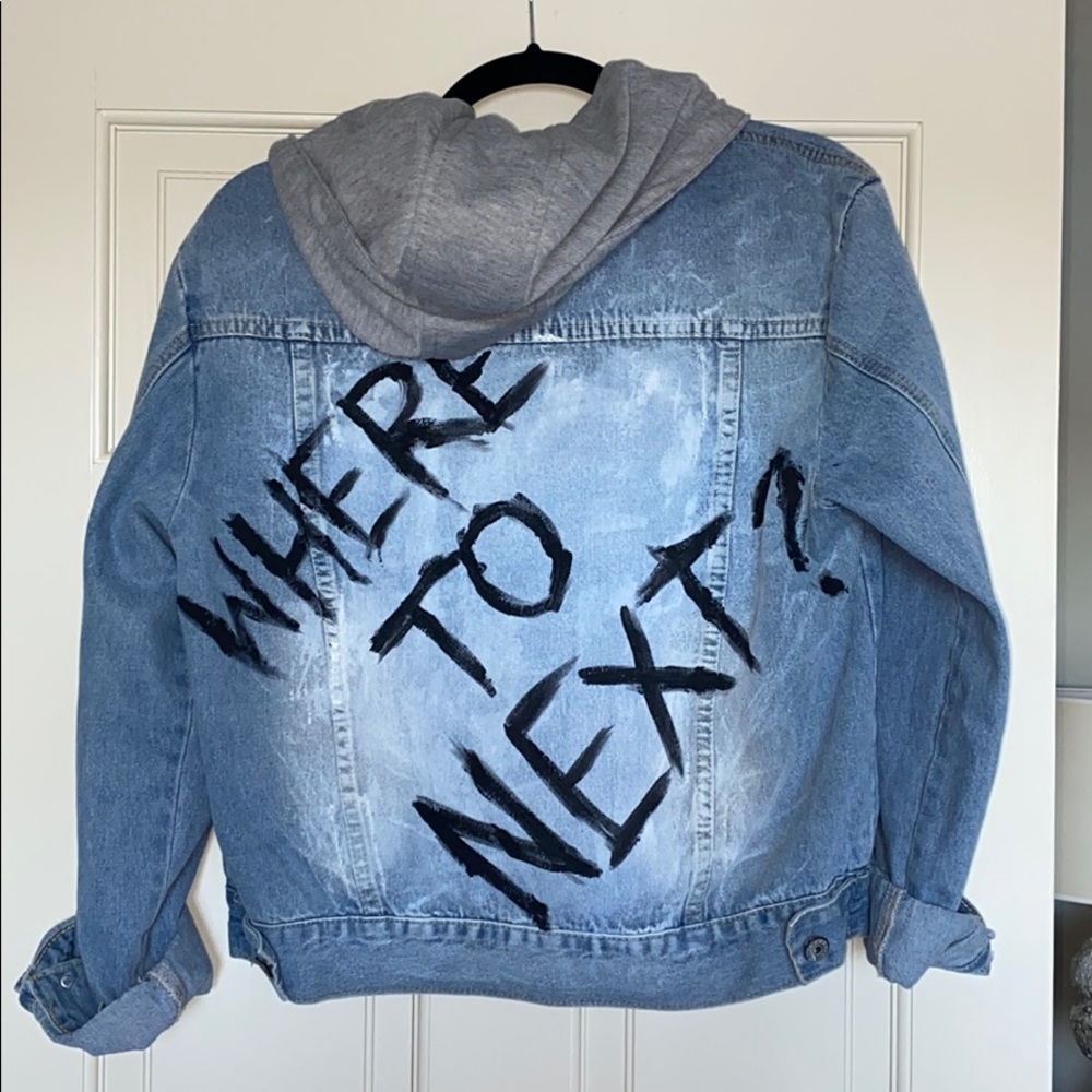 Custom Painted Denim Hooded Jacket